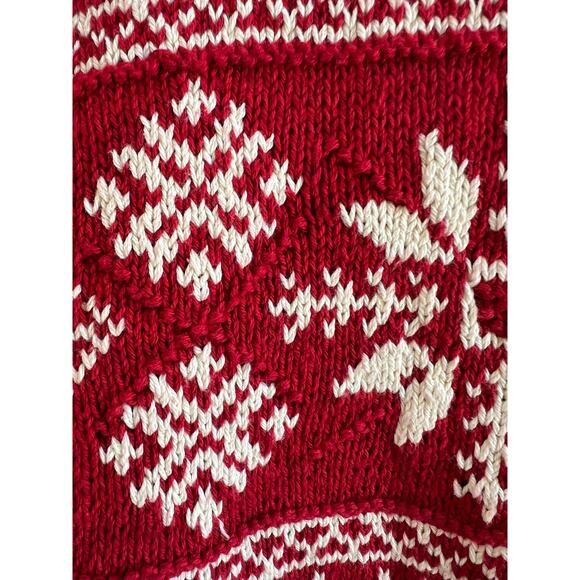 Ralph Lauren Vintage Hand Knit Red & Ivory Snowflake Mock Neck Ski Sweater Small - Picture 5 of 13